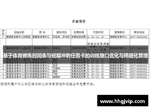 基于体育锻炼时间表与短期冲刺任务卡的训练窗口优化与精细化管理